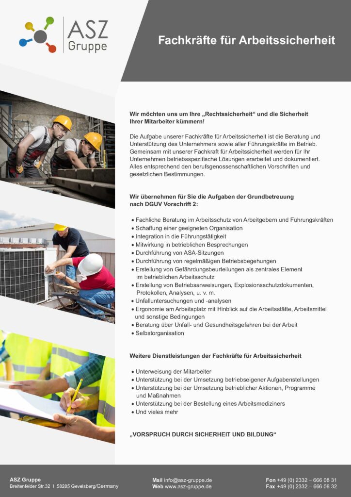 Fachkraft für Arbeitssicherheit Flyer ASZ Gruppe_Seite_1